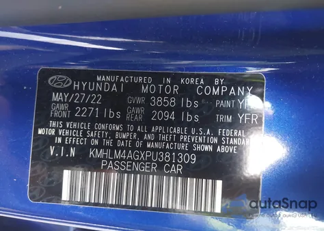 2023 Hyundai Elantra Sel z USA, uszkodzony, nr VIN KMHLM4AGXPU381309